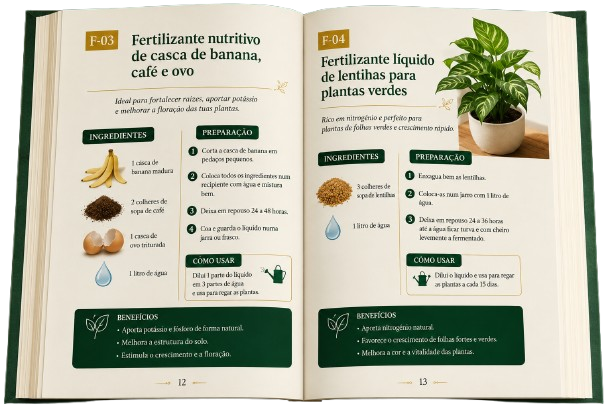 Interior do guia Ouro Verde: receitas com ingredientes, preparação e modo de uso